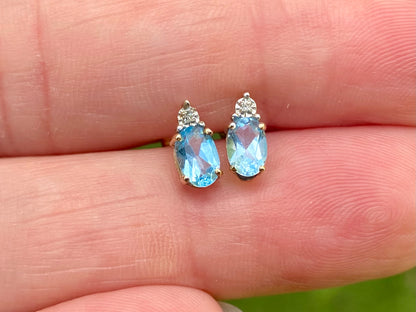 9ct Gold Topaz & Diamond Earrings