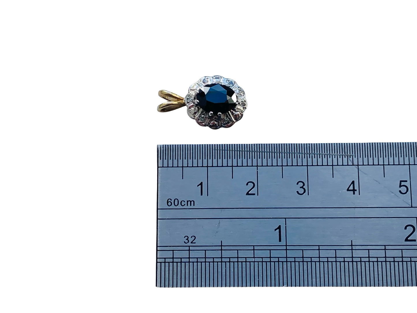 Vintage 9ct Gold Sapphire & Diamond Pendant
