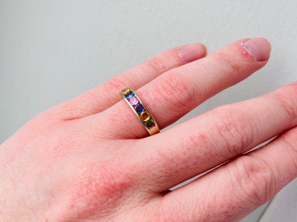 9ct Gold Multi Sapphire Half Eternity Ring