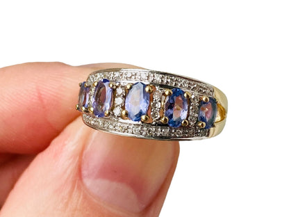 Vintage 9ct Gold Tanzanite & Diamond Ring