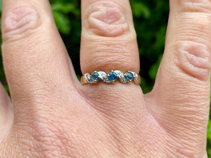 9ct Gold Topaz & Diamond Ring