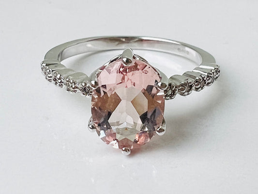 9ct Gold Morganite & Diamond Ring