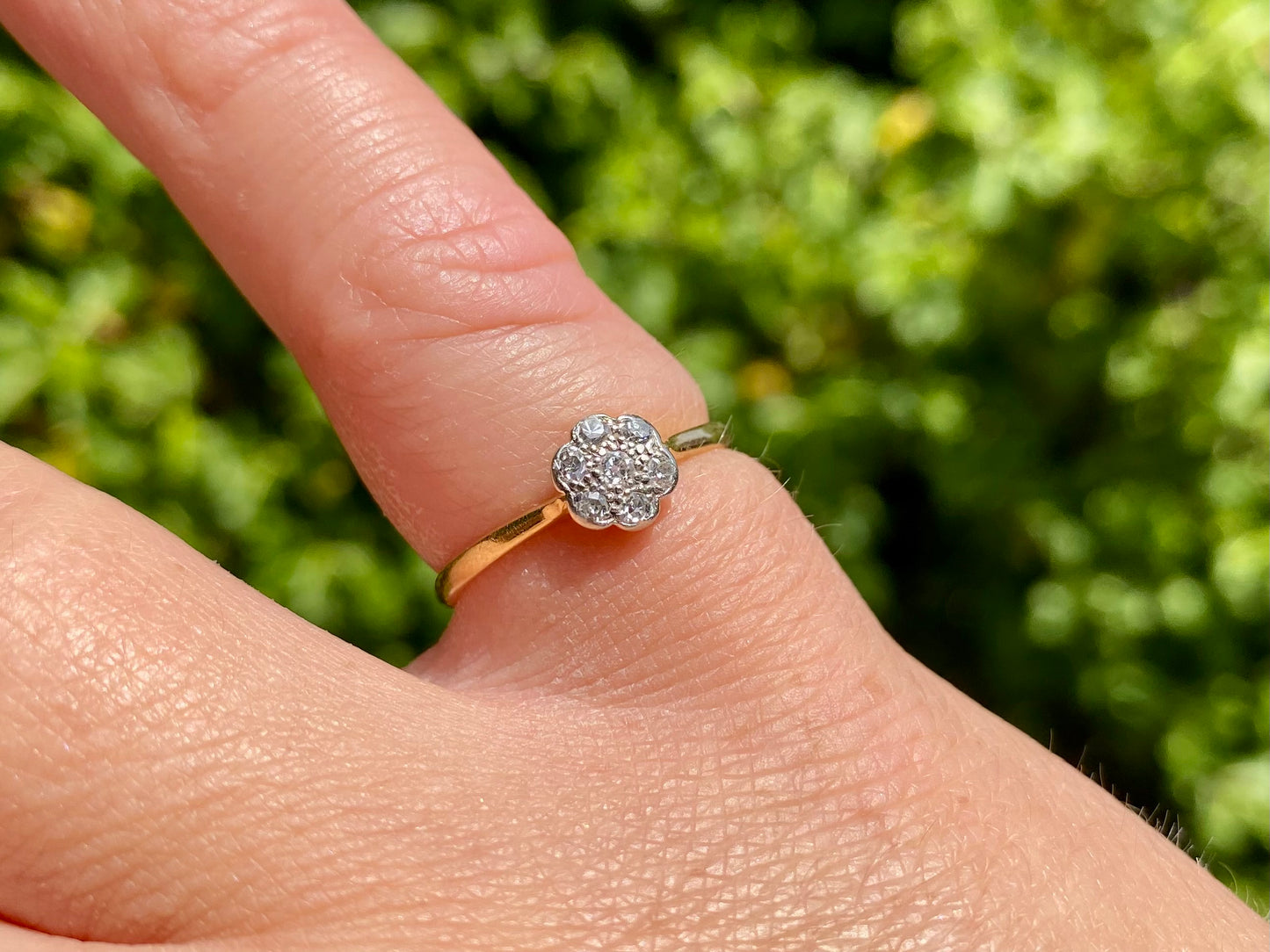 Antique 18ct Gold Diamond Daisy Ring