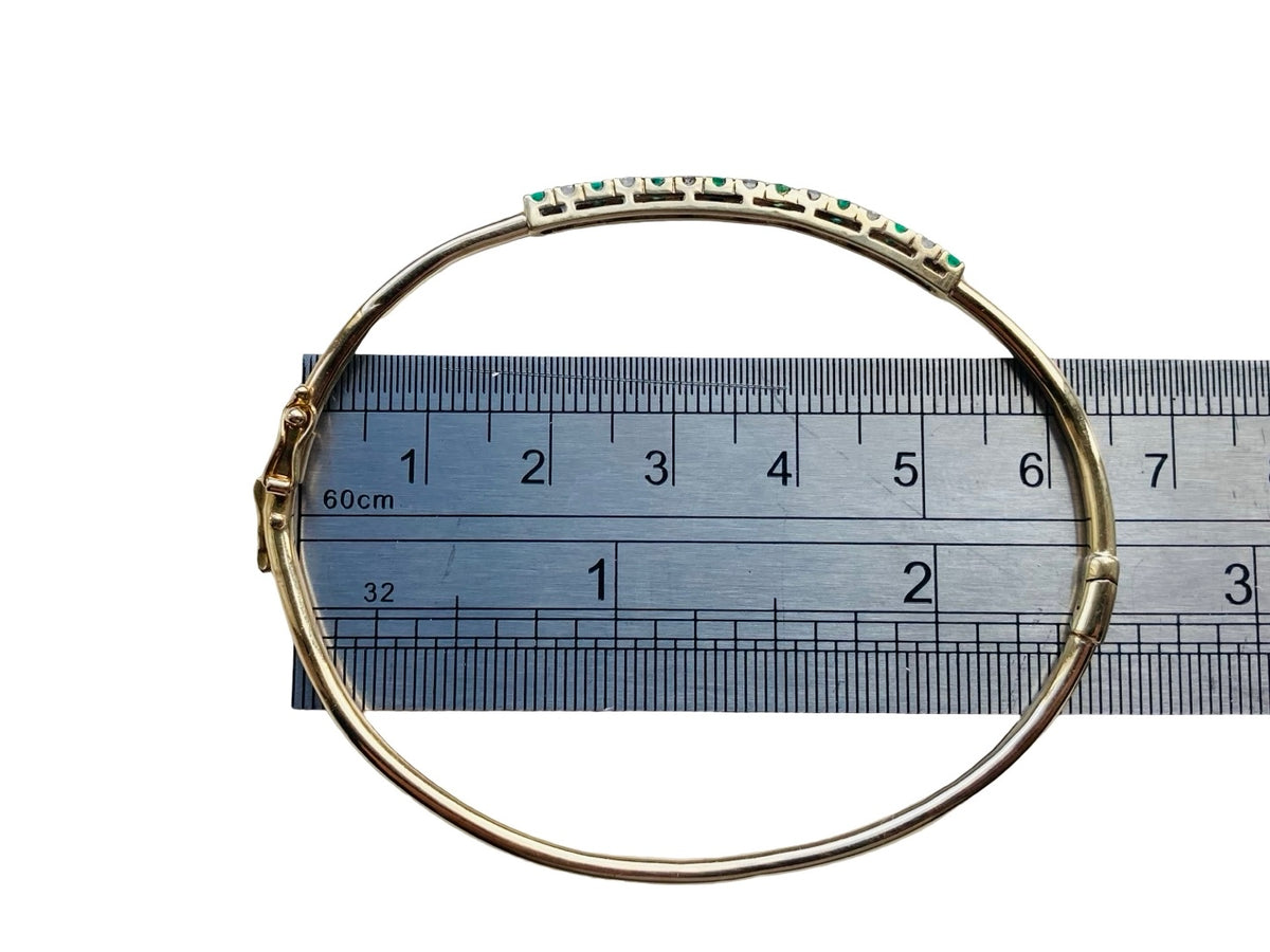 9ct Gold Emerald & Diamond Bangle