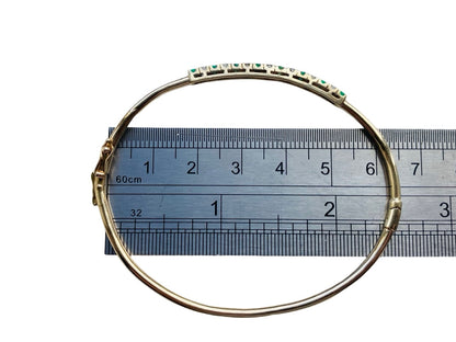 9ct Gold Emerald & Diamond Bangle