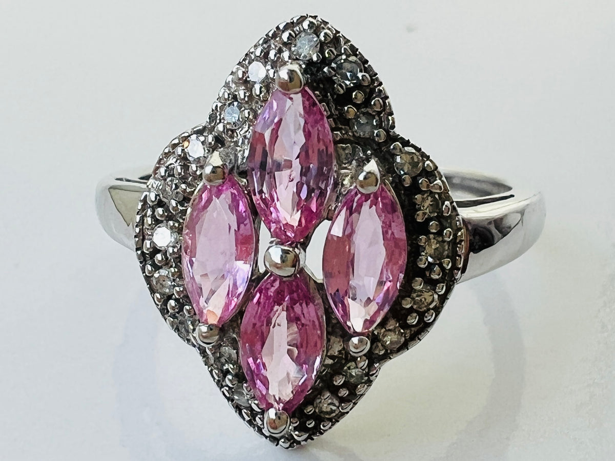 9ct Gold Pink Sapphire & Diamond Ring