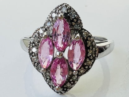 9ct Gold Pink Sapphire & Diamond Ring