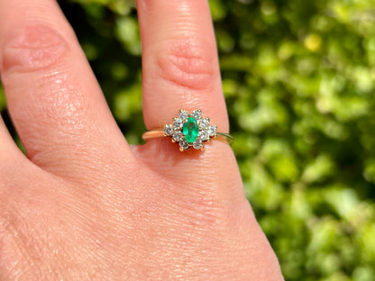 14ct Gold Emerald & Diamond Ring