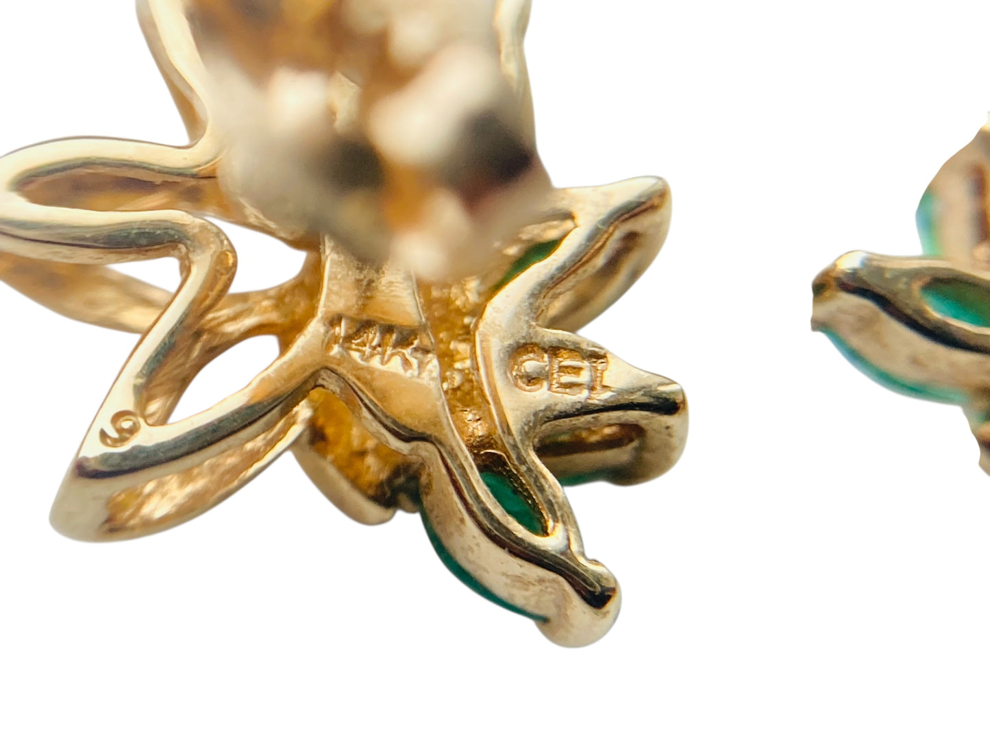 14ct Gold Emerald & Diamond Earrings