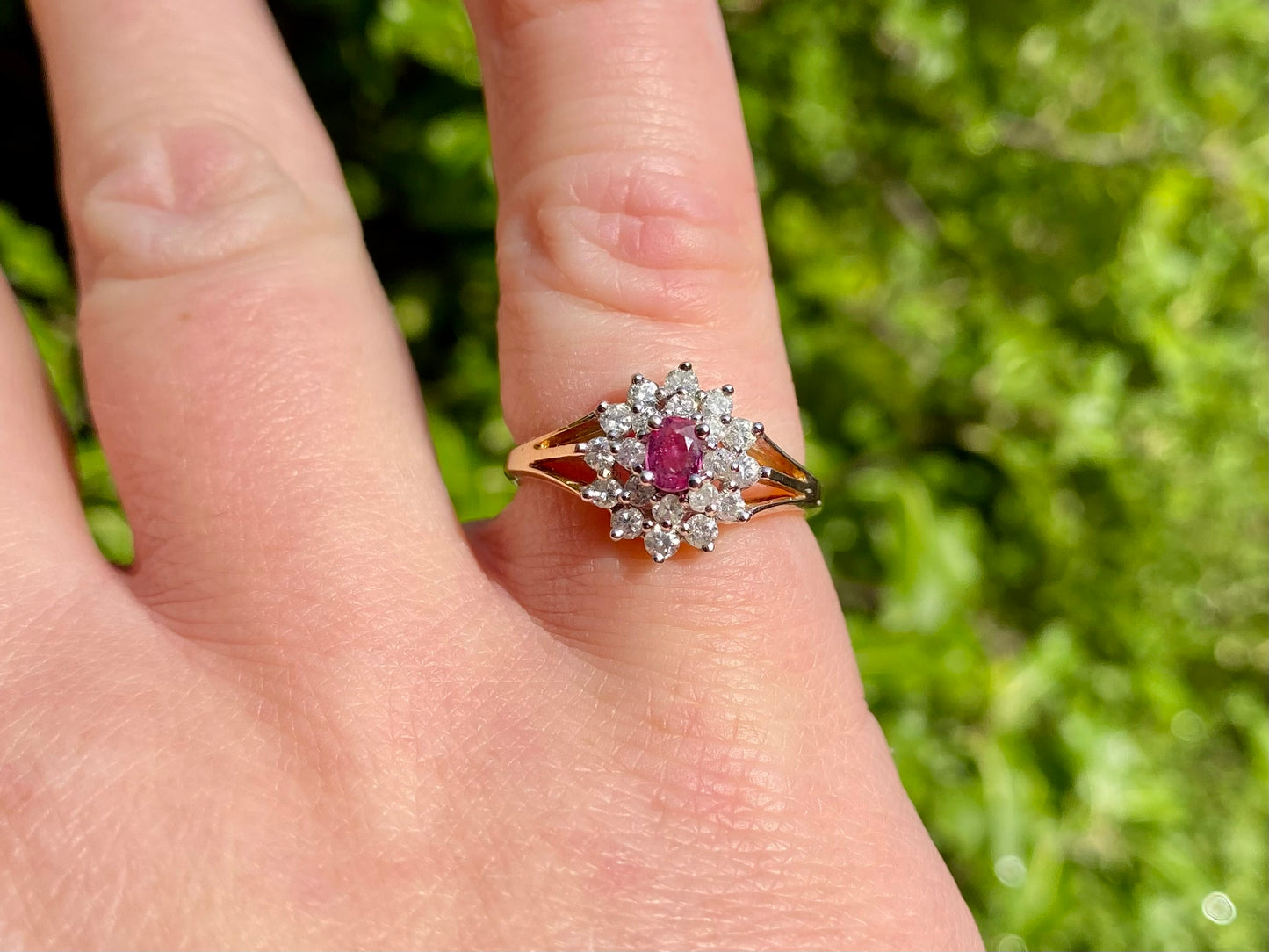 Vintage 9ct Gold Ruby & Diamond Ring