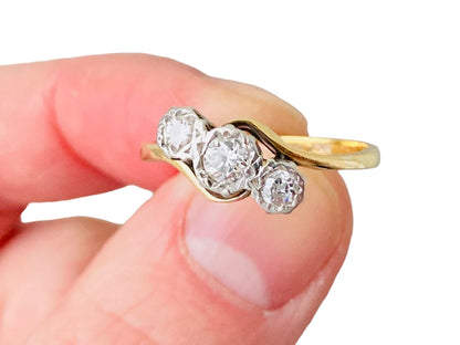 Antique 18ct Gold Three-Stone Diamond Ring