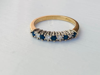 Vintage 9ct Gold Sapphire & Diamond Ring