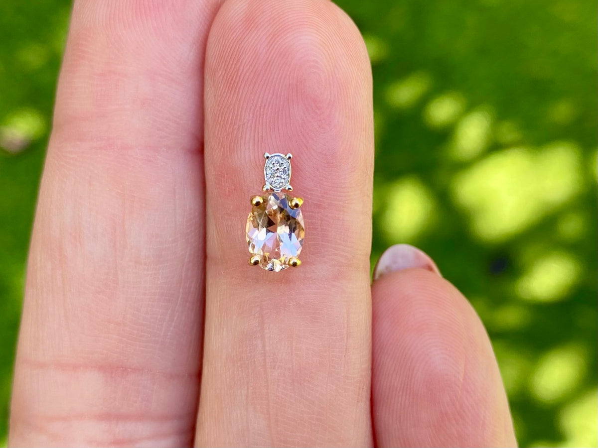 18ct Rose Gold Morganite & Diamond Pendant