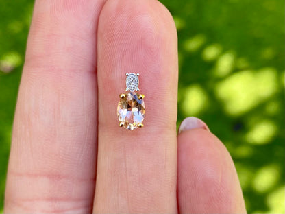 18ct Rose Gold Morganite & Diamond Pendant