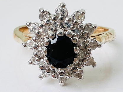 Vintage 9ct Gold Sapphire & Diamond Ring