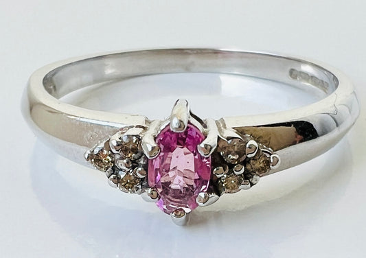 9ct Gold Pink Sapphire & Diamond Ring