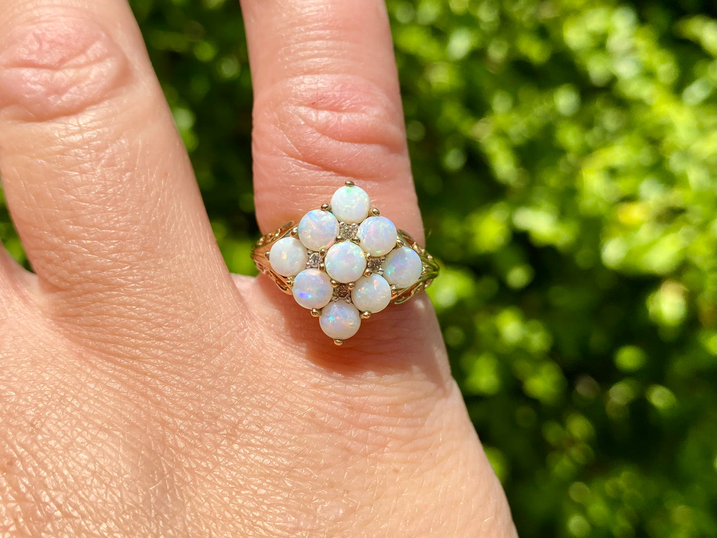9ct Gold Opal & Diamond Ring