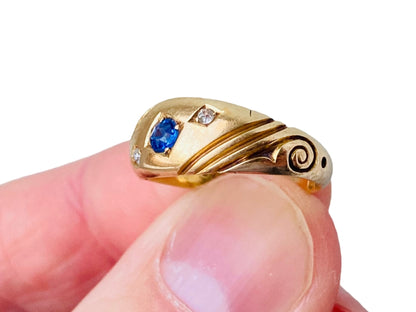 Antique 18ct Gold Sapphire & Diamond Ring