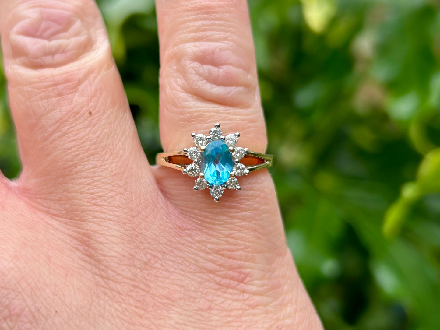 9ct Gold Topaz & Diamond Ring