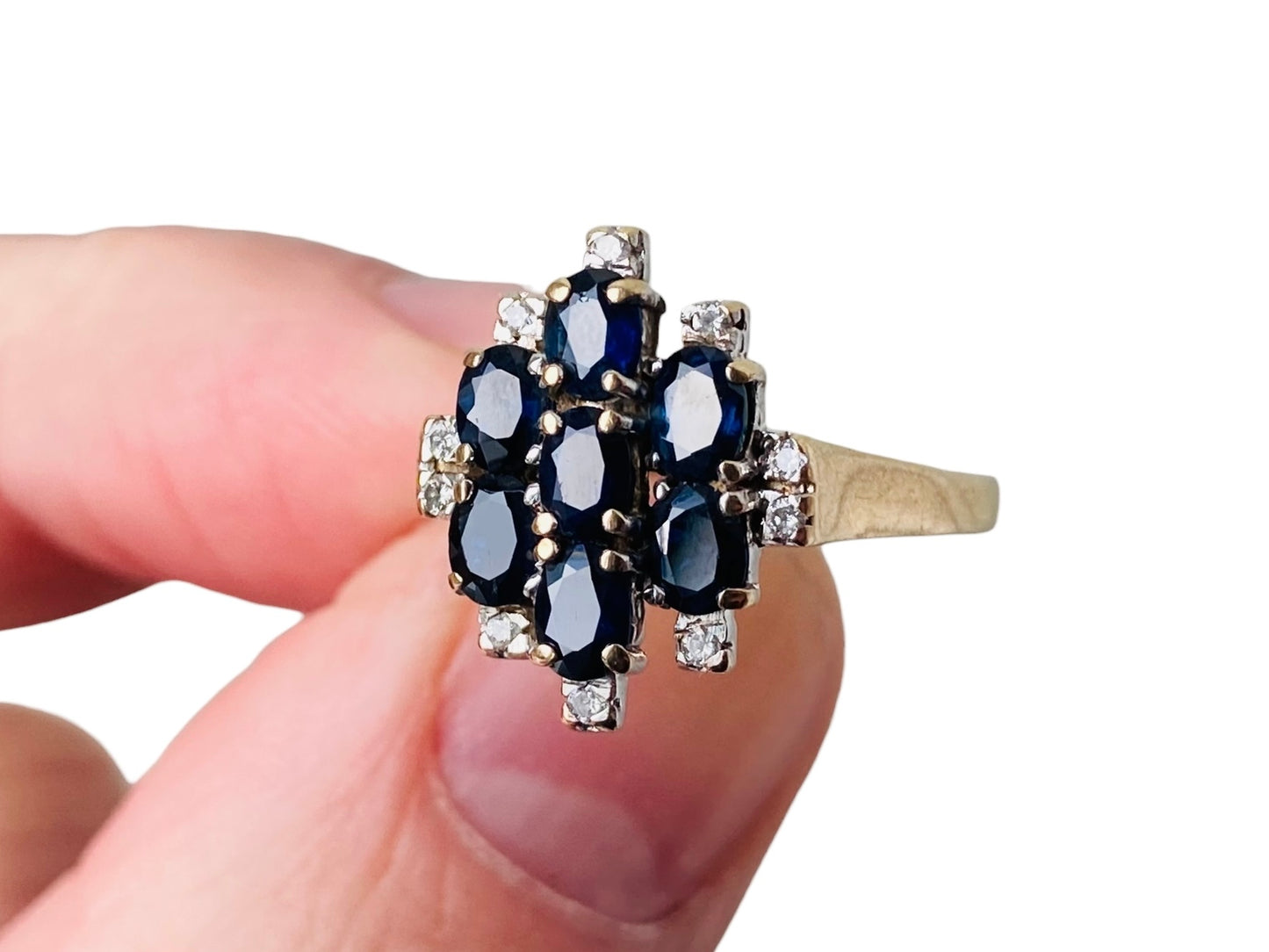 Vintage 9ct Gold Sapphire & Diamond Ring