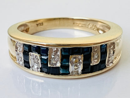 9ct Gold Sapphire & Diamond Ring