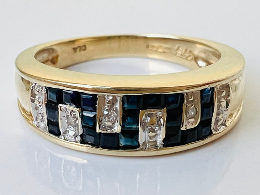 9ct Gold Sapphire & Diamond Ring