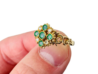Vintage 18ct Gold Emerald & Diamond Ring