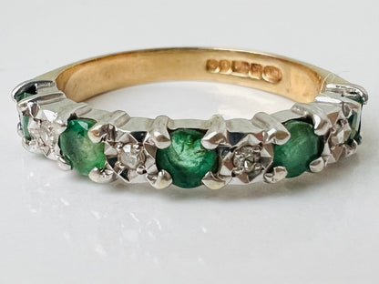 9ct Gold Emerald & Diamond Ring
