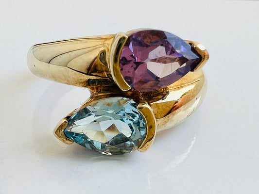9ct Gold Topaz & Amethyst Ring