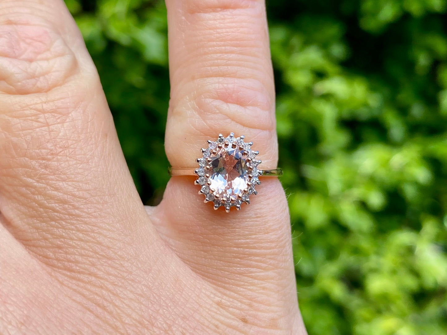 9ct Gold Morganite & Diamond Ring