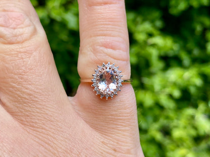 9ct Gold Morganite & Diamond Ring