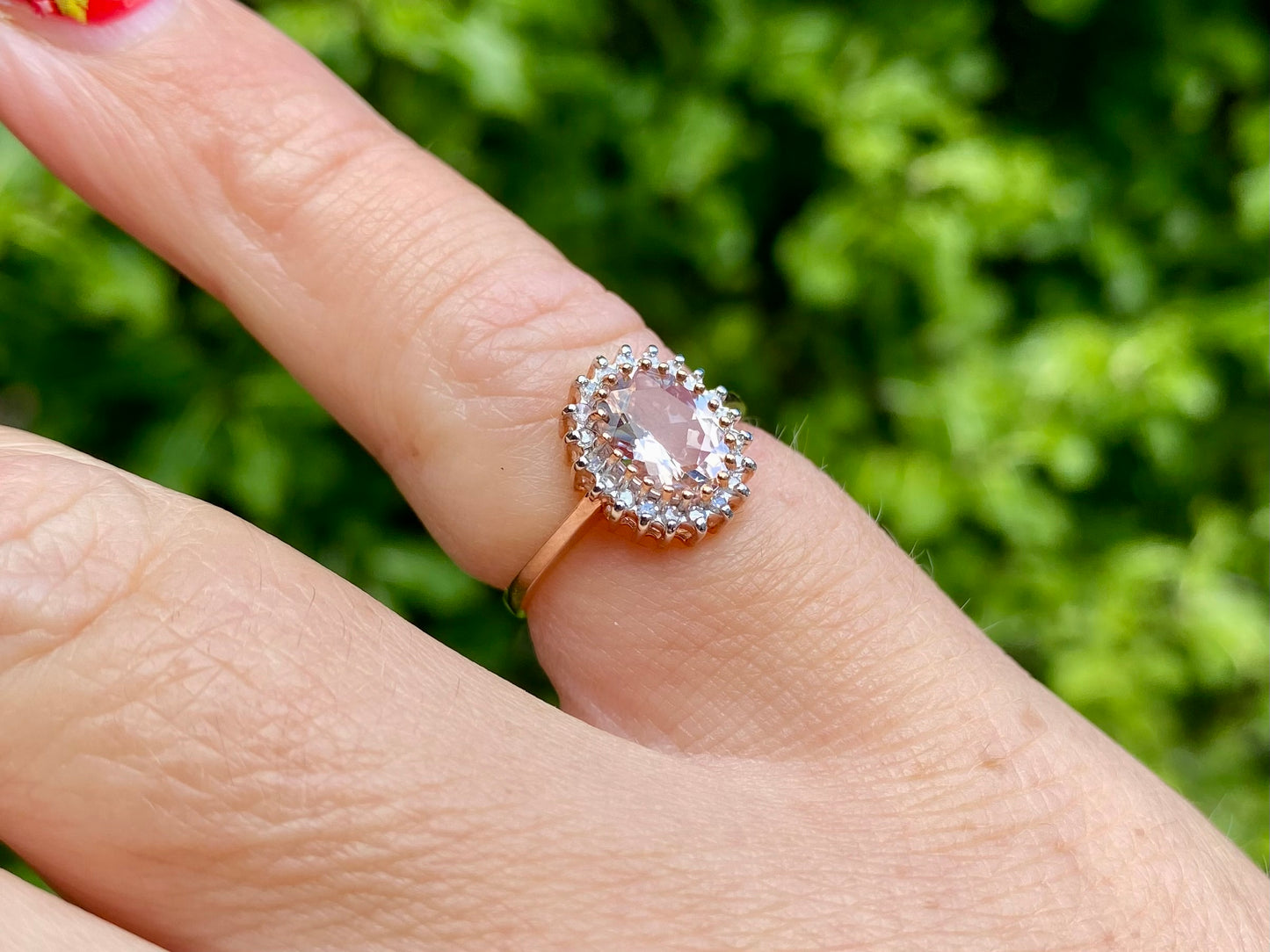 9ct Gold Morganite & Diamond Ring
