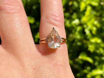 9ct Gold Lemon Quartz & Diamond Ring