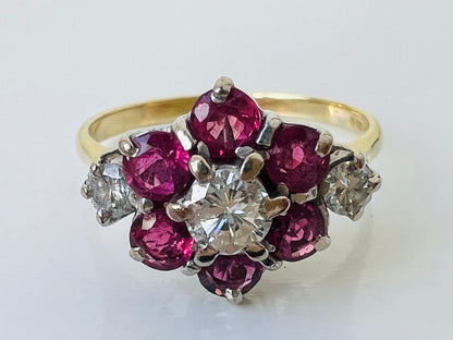 Vintage 18ct Gold Ruby & Diamond Ring