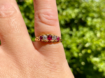Antique 18ct Gold Ruby & Diamond Ring