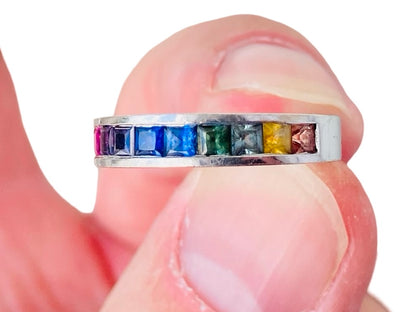 14ct Gold Rainbow Sapphire Ring