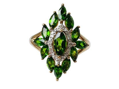 9ct Gold Diopside & Diamond Ring