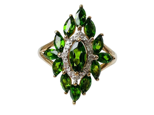 9ct Gold Diopside & Diamond Ring