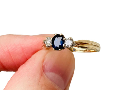 9ct Gold Sapphire & Diamond Trilogy Ring