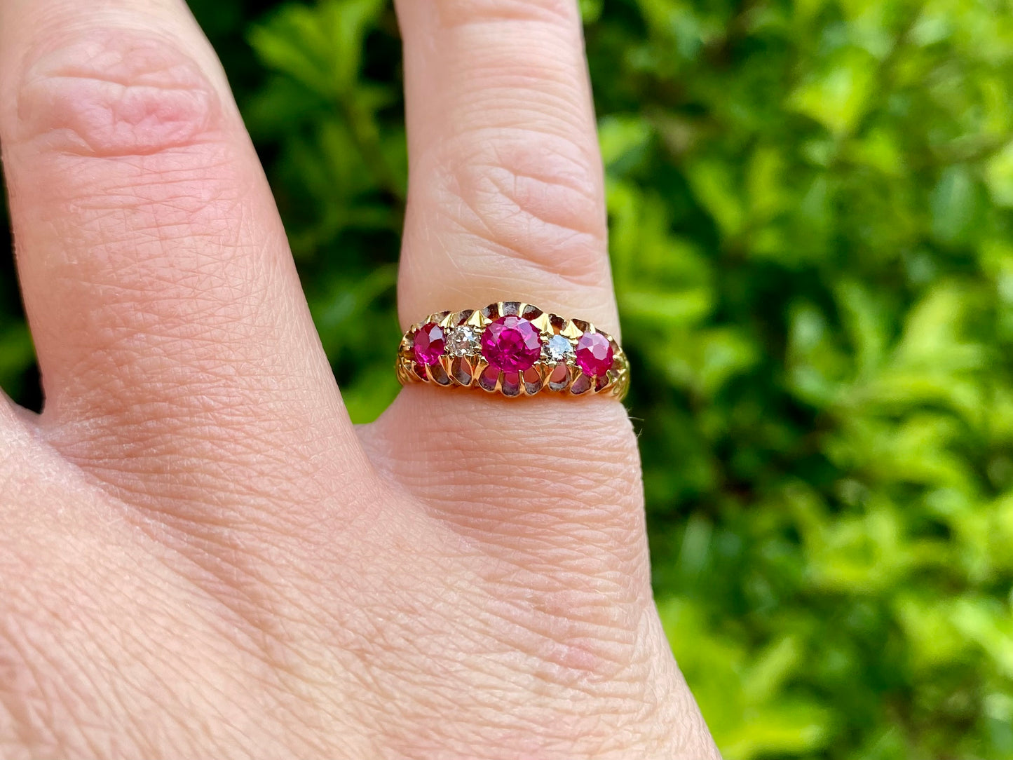 Antique 18ct Gold Ruby & Diamond Ring