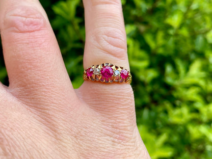 Antique 18ct Gold Ruby & Diamond Ring
