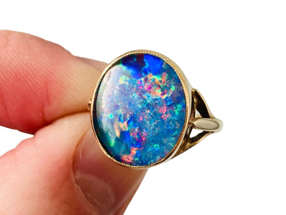 Vintage 9ct Gold Opal Triplet Ring