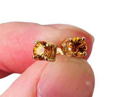 9ct Gold Orange Sapphire Earrings