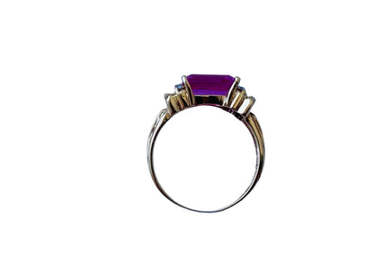 10ct Gold Synthetic Pink Sapphire & Diamond Ring