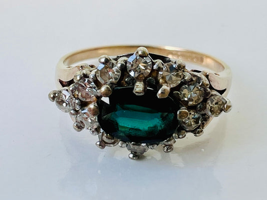 Vintage 9ct Gold Sapphire & Diamond Ring