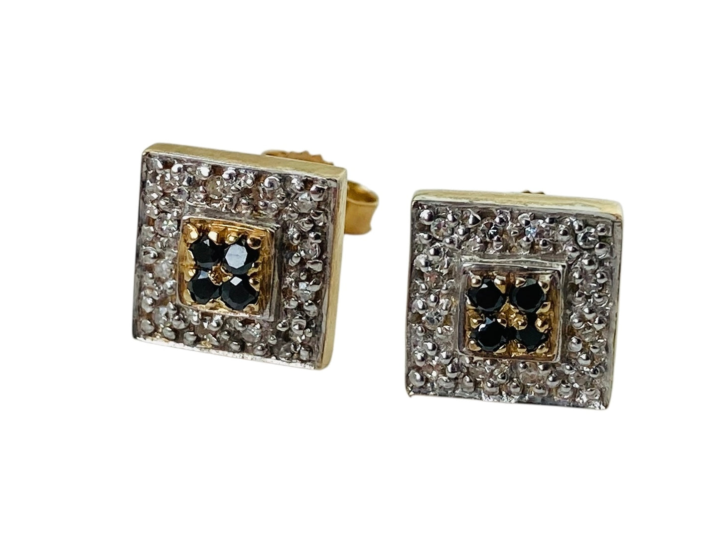 9ct Gold Black & White Diamond Earrings