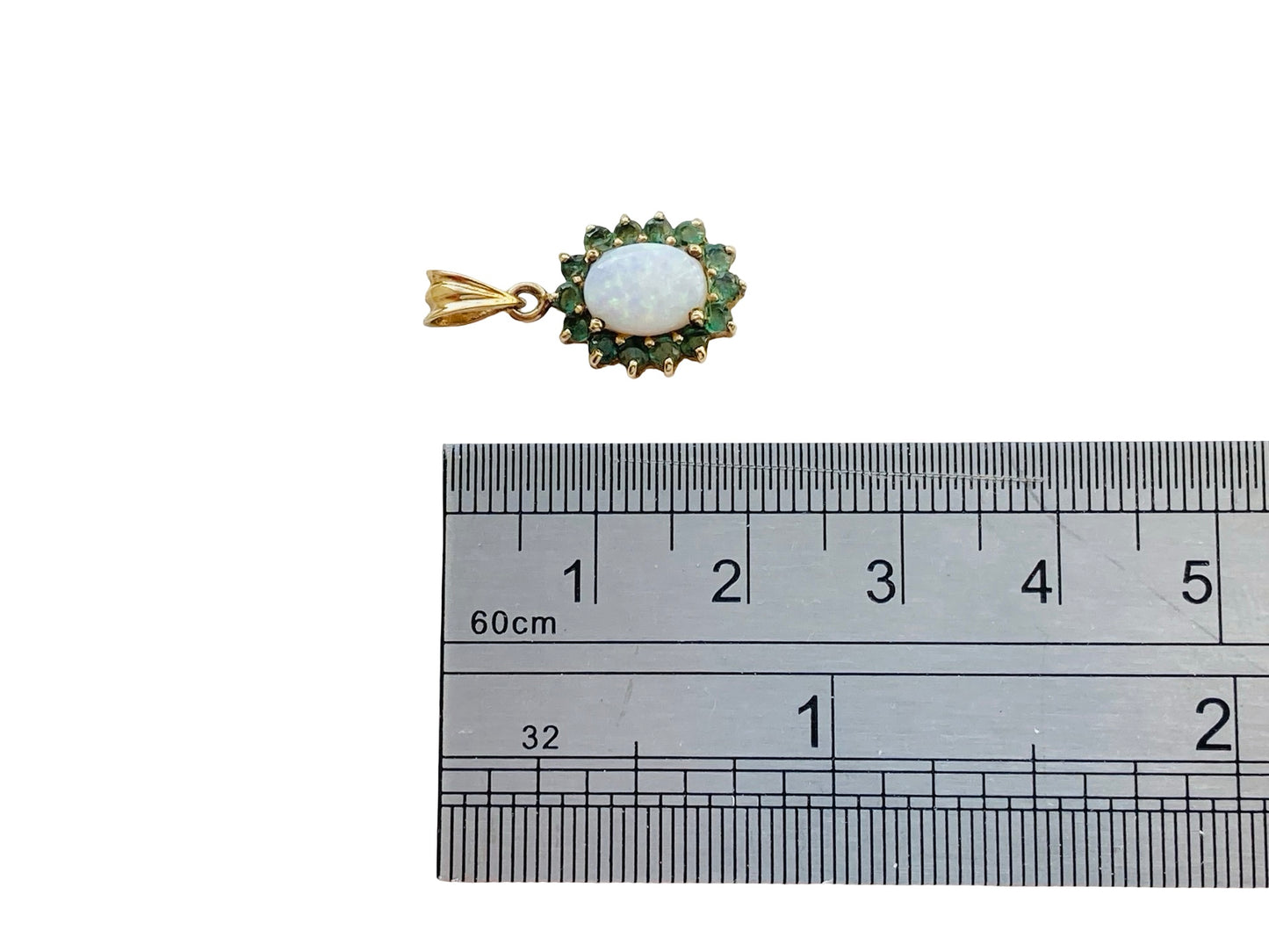9ct Gold Opal & Emerald Pendant