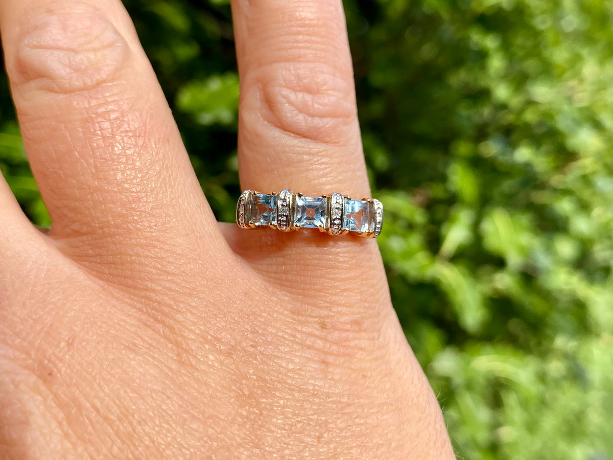 9ct Gold Topaz & Diamond Ring