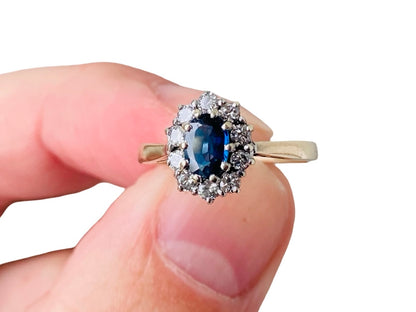 Vintage 9ct Gold Sapphire & Diamond Ring
