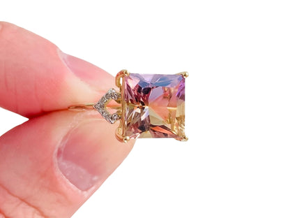 9ct Gold Ametrine & Diamond Ring